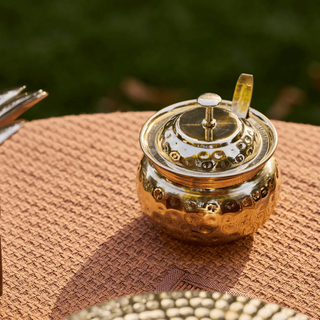 Brass Dosa Tawa with Insulated handles And Brass Ghee Pot Combo - Image 3