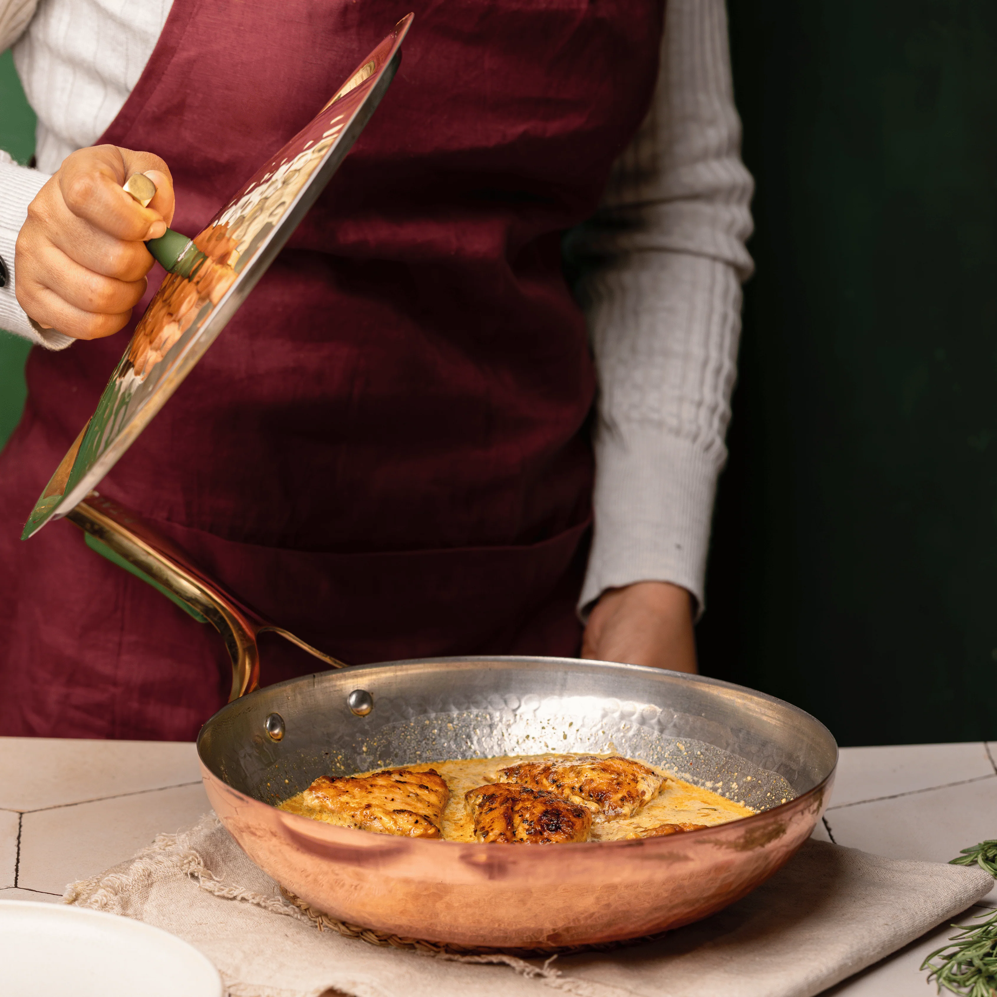 Copper Frying Pan (Frypan with Insulated Brass Handle - Saute Pan) - Image 6