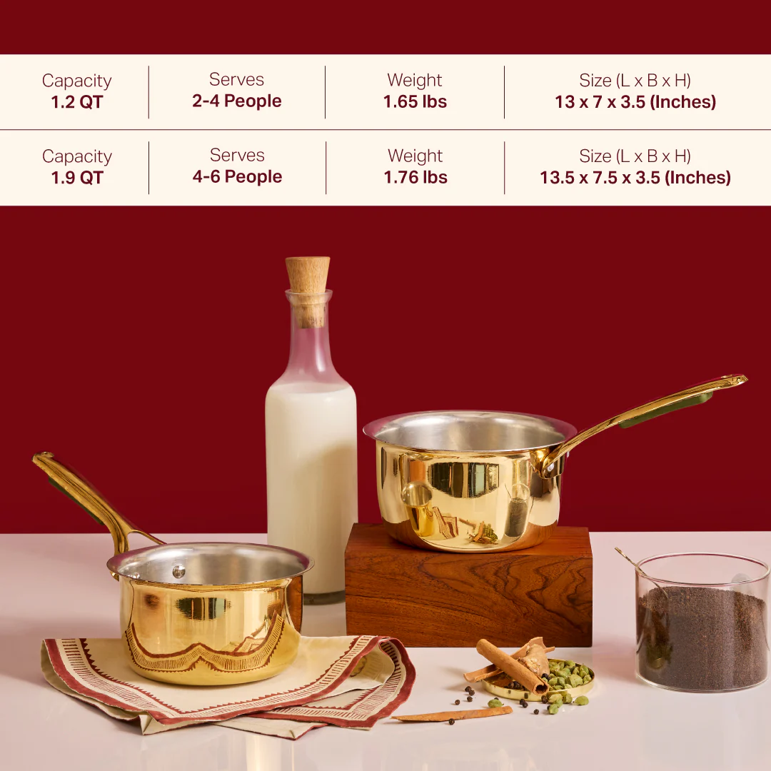 Set of 2 Brass Saucepans with Insulated handles (1.2 QT , 1.9 QT) - Image 3